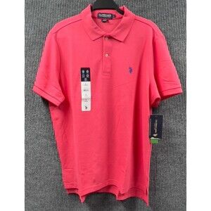 U.S. Polo Assn Shirt Men Large Red Performance‎ Pique Wicking Stretch Casual NWT